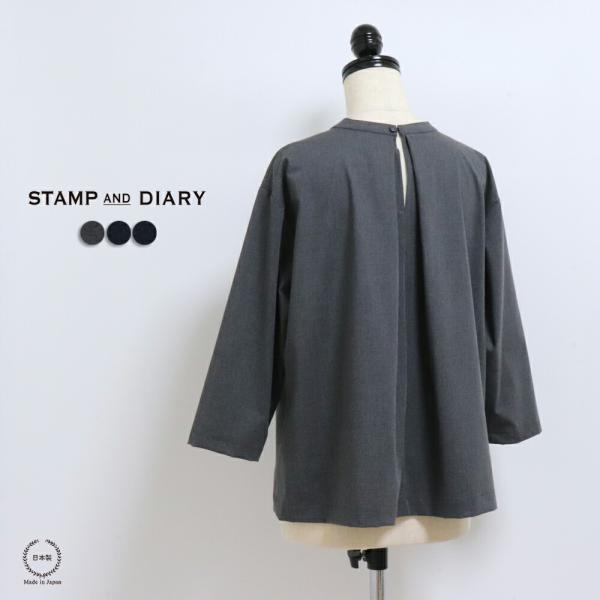 スタンプアンドダイアリー レーヨンタイプライター生地 スタンドカラープルオーバー sd511ss115 日本製