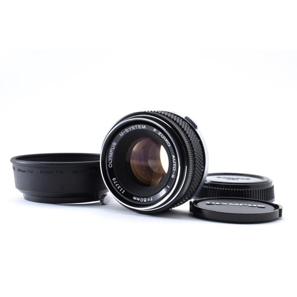 Olympus M-System F.Zuiko Auto-S 50mm f/1.8 MFレンズ OMマウント [未使用に近い美品] レンズフード 前後キャップ付き