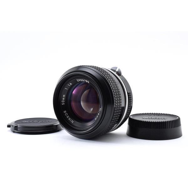 Nikon Non Ai Nikkor 50mm f/1.4 MF 標準単焦点レンズ [未使用に近い美品] 前後キャップ付き
