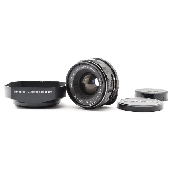 Pentax Super Takumar 35mm f/3.5 MFレンズ M42マウント [現状品] レンズフード 前後キャップ付き