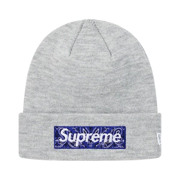 Supreme 19AW New Era Box Logo Beanie Heather Grey Bandana
