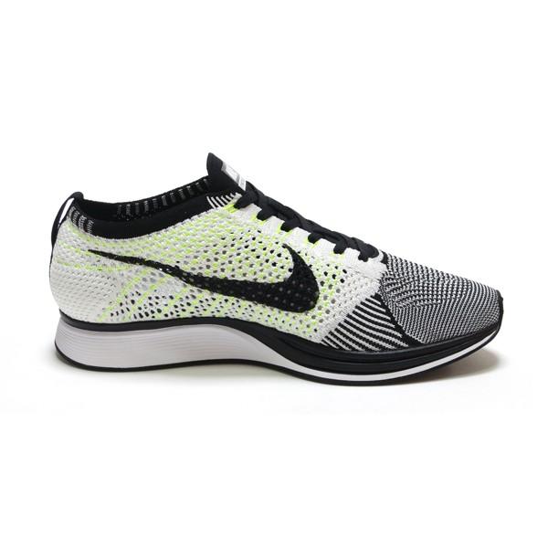 nike flyknit racer white black