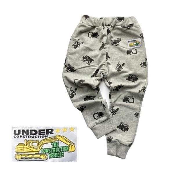 はたらく車がデザインされたプリントパンツ外遊びが大好きな男の子にぴったりなデザイン動きやすいリブパンツはデイリーにかかせない1枚はたらくくるまはおもちゃで遊ぶお子様に身近な物だからこそ喜ぶこと間違いなし両サイド、後ろにポケット付き【デザイン...