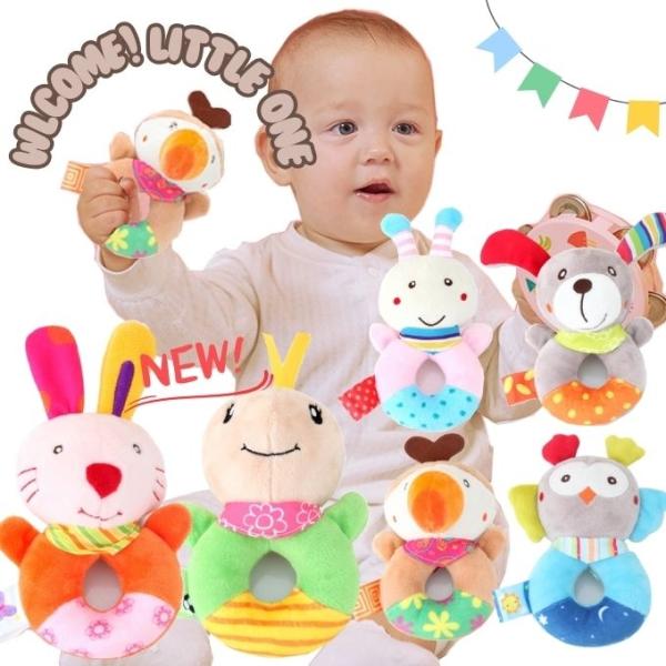 大人気アニマルデザインのおもちゃからにぎにぎが登場！可愛いアニマルデザインはどれもベビーが気に入ること間違いなしベビーのはじめてのお友達に・・・知育玩具は出産祝いにも最適です！【デザイン】ハチ・オウム・イヌ・フクロウ・ウサギ・カメ【サイズ】...