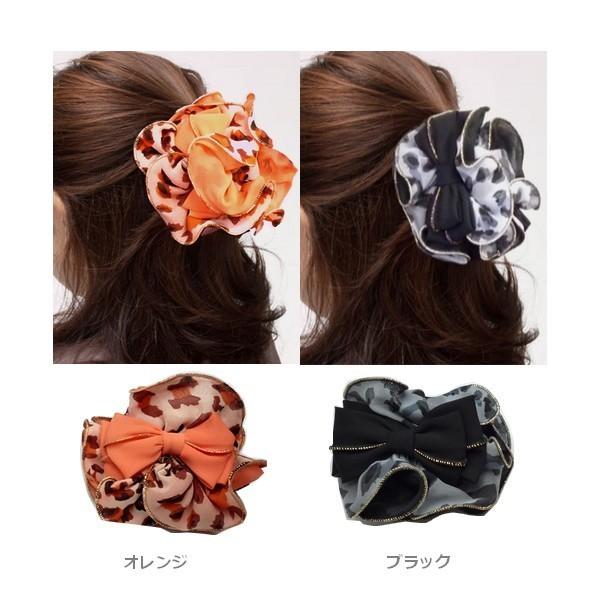 バンスクリップ リボン ヒョウ柄 レオパード ヘアアレンジ かわいい