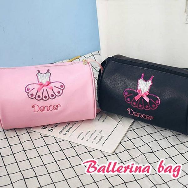 女の子が心躍らせるとってもキュートなデザインキラキラのスパンコールバレリーナが縫い付けられ可愛さ満点！シューズや着替えを楽々収納。たっぷり入るサイズなのでお稽古にはもちろんちょっとした旅行にも使えます！ショルダータイプで間口が広く、中身が取...