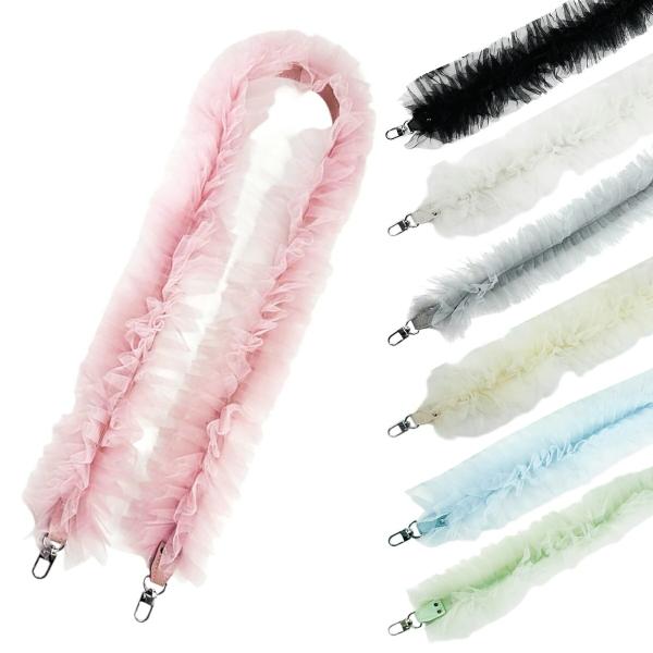 スマホショルダー フリル チュール 全7色 ストラップ ギャザー レース 紐 コード ボリューム 肩掛け 斜めがけ 携帯 バッグ ベルト レディース 可愛い おしゃれ ファッション 小物