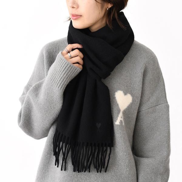 【♩】AMIDECOEUR レザーパッチ スカーフ ウール AMI Alexandre Mattiussi AMI ALEXANDRE MATTIUSSI AMI DE COEUR