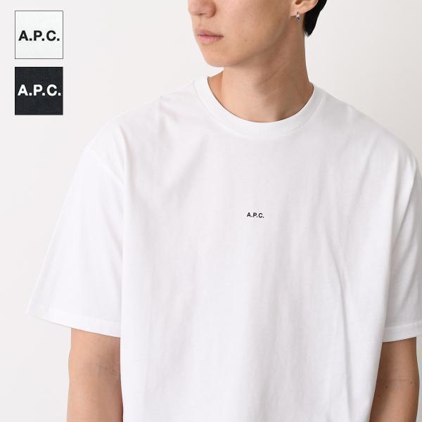 【均一SALE】A.P.C アーペーセー Tシャツ トップス BOXY MICRO LOGO COHBW H26386 メンズ ブラック ホワイト APC コットン 半袖 クルーネック