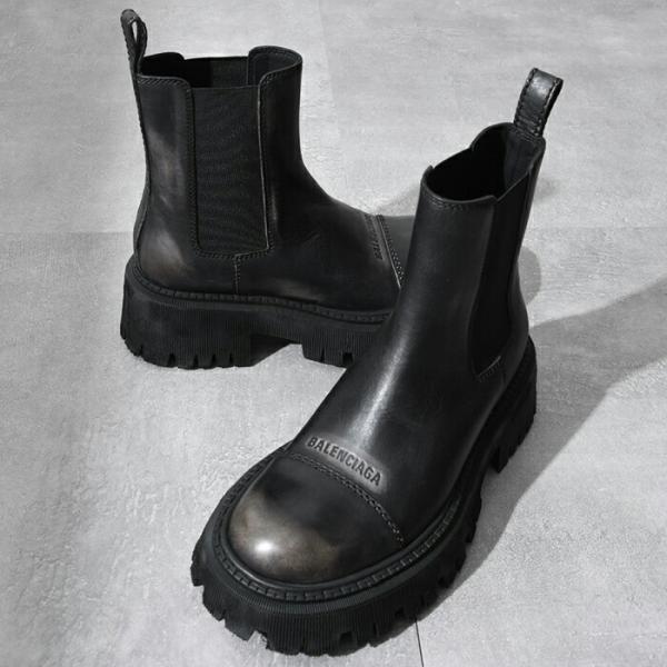 BALENCIAGA バレンシアガ ブーツ シューズ TRACTOR レザー 671003 WBCP レディース チェルシーブーツ サイドゴア  ブラック 秋冬 おすすめ