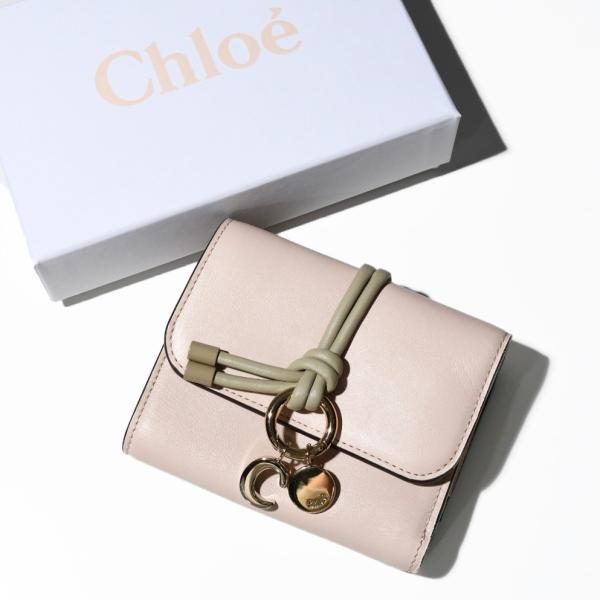 新品 未使用 Chioe クロエ 折財布 アルファベットレザー サーモン