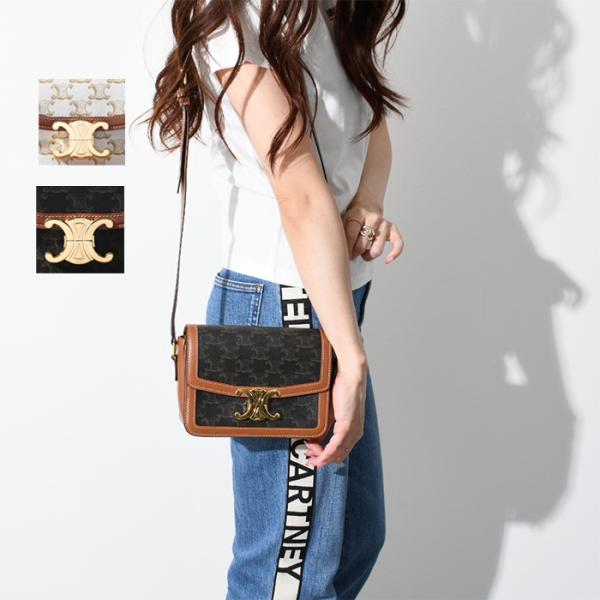 CELINE セリーヌ ティーン トリオンフキャンバス ショルダーバッグ レディース ミニバッグ 斜め掛け Triomphe 188882BZ4 04  ホワイト ブラウン