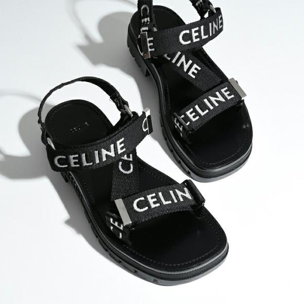 CELINE セリーヌ サンダル シューズ レオ ストラッピー ロゴサンダル 346742208C メンズ ロゴ インソール ジャガード ナイロン  ストラップ