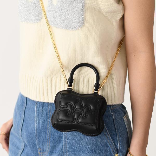最終セール！新品【GANNI】ブラック BUTTERFLY TOP HANDLE Ganni - Black Butterfly Top Handle Handbag