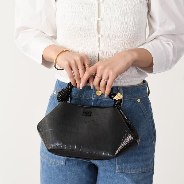 GANNI ガニー ハンドバッグ バッグ CROCO PATENT BOU BAG A6083