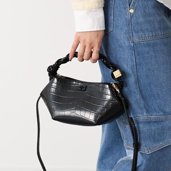GANNI ガニー ハンドバッグ バッグ CROCO PATENT MINI BOU BAG