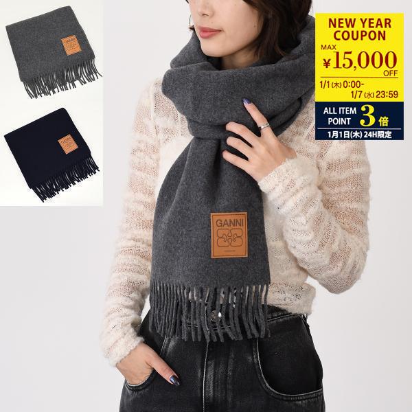 GANNI マフラー ガニー GANNI GANNI マフラー スカーフ Double Face Wool Solid Scarf