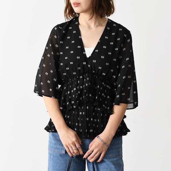 GANNI（ガニー） トップス プリーツ ジョーゼット Vネック Pleated