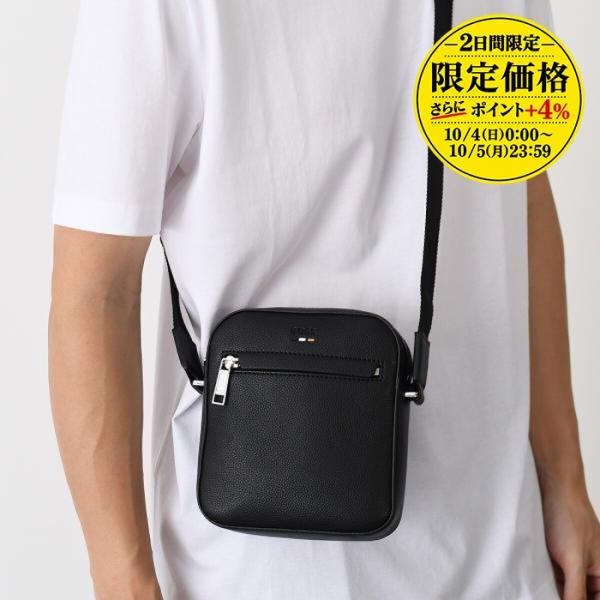 10/4~2日間限定価格 HUGO BOSS ヒューゴボス ショルダーバッグ バッグ RAY レポーターバッグ エンボスロゴ 50536475 メンズ ブラック ミニバッグ