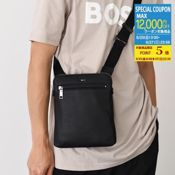 HUGO BOSS ヒューゴボス バッグ ショルダーバッグ RAY エンボスロゴ 50536477 メンズ ブラック ポリウレタン フェイクレザー ボディバッグ 黒 斜め掛け