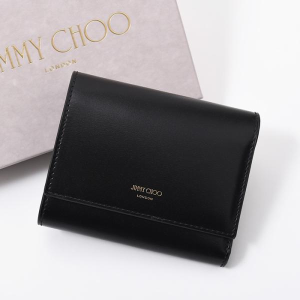 #JIMMY CHOO ブラックレザー 三つ折り財布 JIMMY CHOO ブラックレザー三つ折り財布