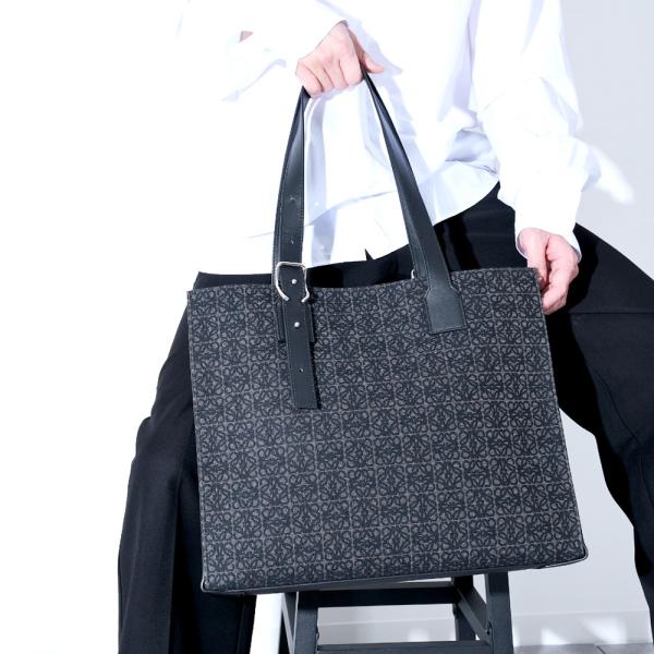 LOEWE ロエベ トートバッグ アナグラム バッグ ANAGLAM ジャガード バックル ホリゾンタル メンズ B692K96X02  カーフレザーキャンバス A4収納 肩掛け ギフト