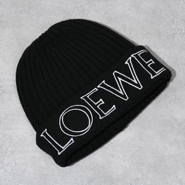 LOEWE ロエベ ニット帽 ウールビーニー 帽子 F000257X38 BLACK