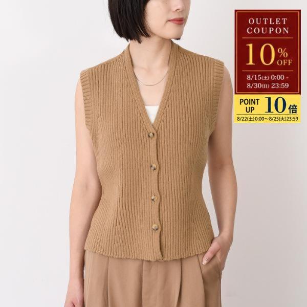 Max Mara 白タグ リネンニットベスト ノースリーブベージュ*ZC1051 Max Mara（マックスマーラ） ニットベスト MADRE ウールカシミア ジレ