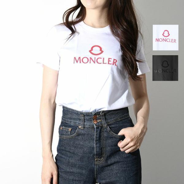 MONCLER モンクレール Tシャツ トップス ピュアコットン 8C00006809CR ロゴ トップス ロゴT カジュアル ブラック ホワイト  レディース ギフト オススメ