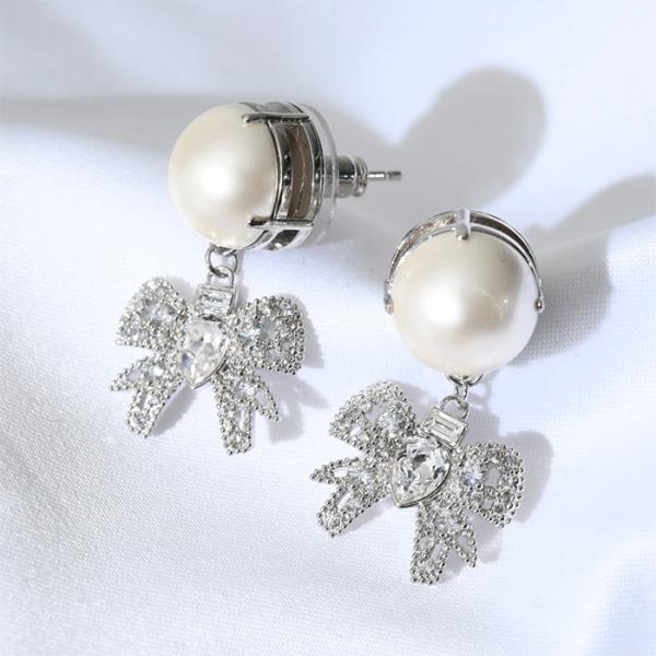 MIU MIU ミュウミュウ ピアス アクセサリー リボン パール マイクロリボン ジュエル 5JO559 2D4Z レディース メタル 人工パール