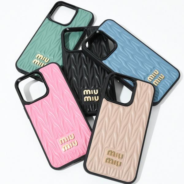 MIU MIU ミュウミュウ iPhoneケース アイフォンカバー マテラッセ レザー iPhone13Pro スマホカバー 5ZH149 2FPP