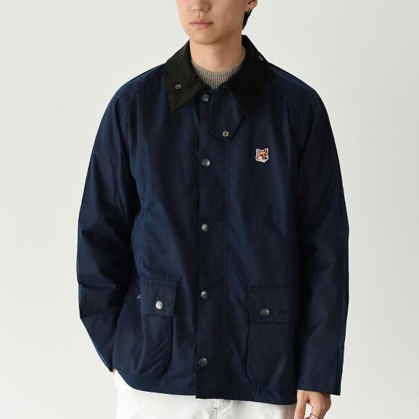 MAISON KITSUNE BARBOUR メゾンキツネ バブアー コラボ ジャケット ブルゾン アウター MWX2246 メンズ ネイビー  ワックスジャケット 防寒 人気 おすすめ