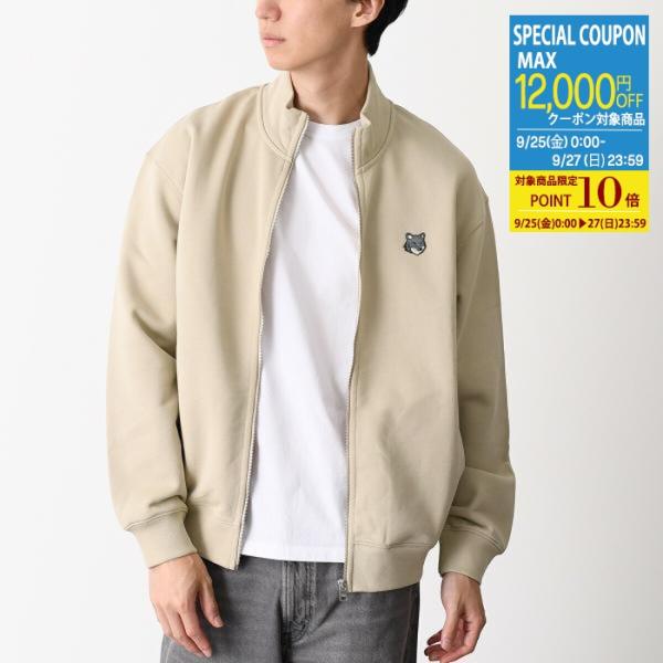 MAISON KITSUNE メゾン キツネ スウェットシャツ スウェット フォックスヘッド ジップド コンフォート QM02151KM0341 メンズ ベージュ コットン