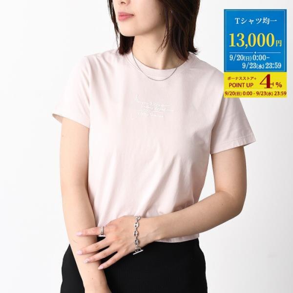 【均一SALE】MAISON KITSUNE メゾン キツネ Tシャツ トップス POETIC SCRIPT ベイビー QW00107 KJ7026 レディース ピンク コットンジャージー 半袖 クロップド