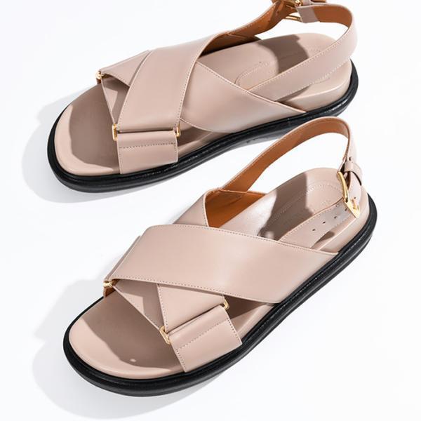 MARNI マルニ シューズ サンダル レザー製クリスクロスサンダル