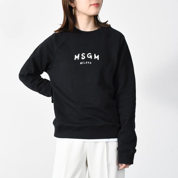【MSGM】エムエスジイエム S スゥエット 長袖 ブラック トレーナー MSGM エムエスジーエム トレーナー スウェット メンズ スクープ