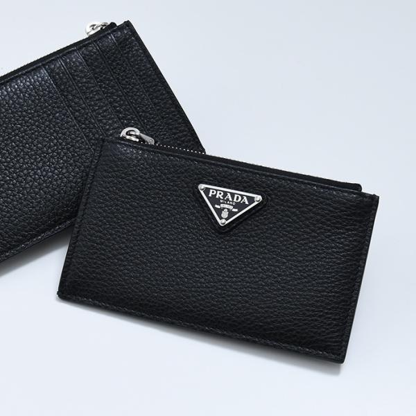 PRADA ブラックレザーコインケース プラダ カードケース男女兼用ユニセックス PRADA ブラックレザーコインケース プラダ カードケース男女兼用