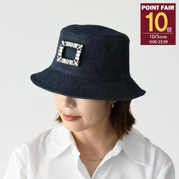 【新品】ROGER VIVIER◇スケートバックル デニムキャップ　M Viv' Skate Baseball Cap in denim Black Woman