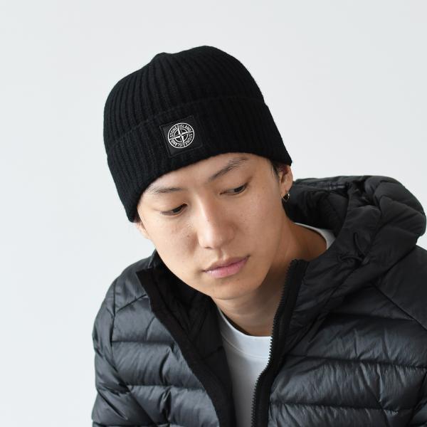 stone island ストーンアイランドビーニーニット帽ブラック