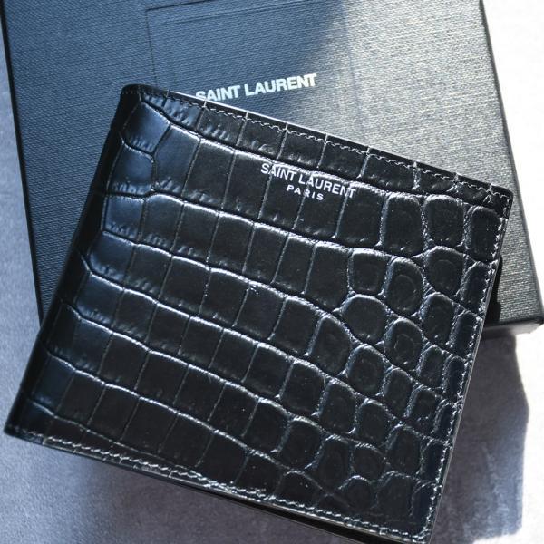 SAINT LAURENT クロコダイル 二つ折り財布 SAINT LAURENT クロコダイルレザー 二つ折り財布