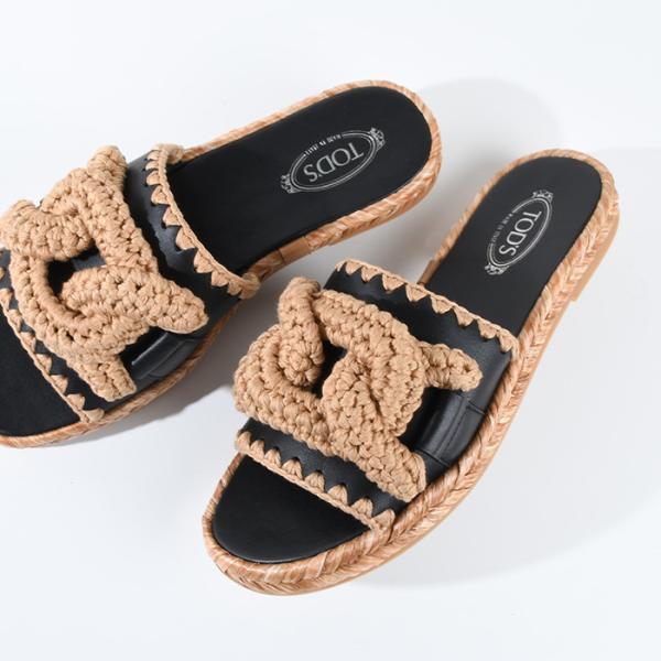 TOD'S トッズ サンダル 靴 ケイト レザー ラフィアサンダル TOD'S トッズ サンダル 靴 ケイト レザー ラフィアサンダル