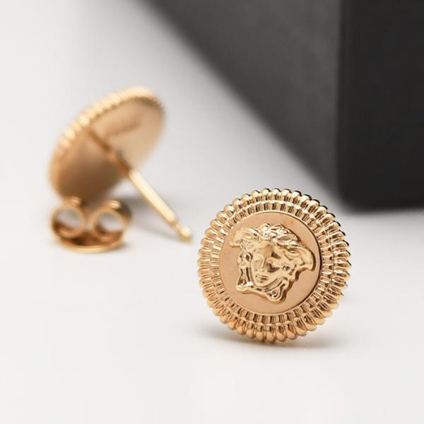 極美品 ヴェルサーチ メドゥーサ ラインストーン ゴールドトーン ピアス 両耳用 VERSACE（ヴェルサーチェ） ピアス アクセサリー メドゥーサ ピアス