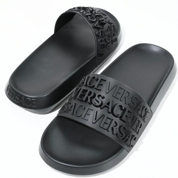VERSACE サンダル 夏 ブラック 黒 37 ヴェルサーチェ ベルサーチ
