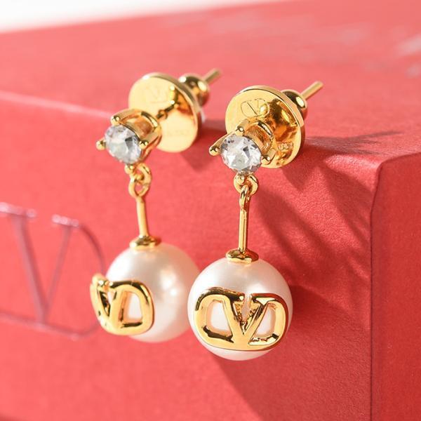 Valentino ゴールド vロゴ スワロフスキーピアス 新品】 VALENTINO ピアス Vロゴ スワロフスキー ゴールド