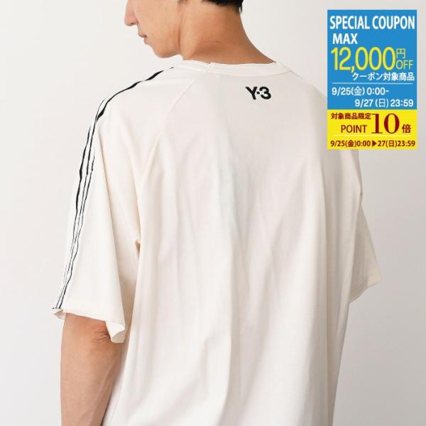 【ラスト1点】Y-3 ワイスリー Tシャツ トップス RAW EDGE 3 STRIPES SHORT SLEEVE TEE KS9748 メンズ   ユニセックス