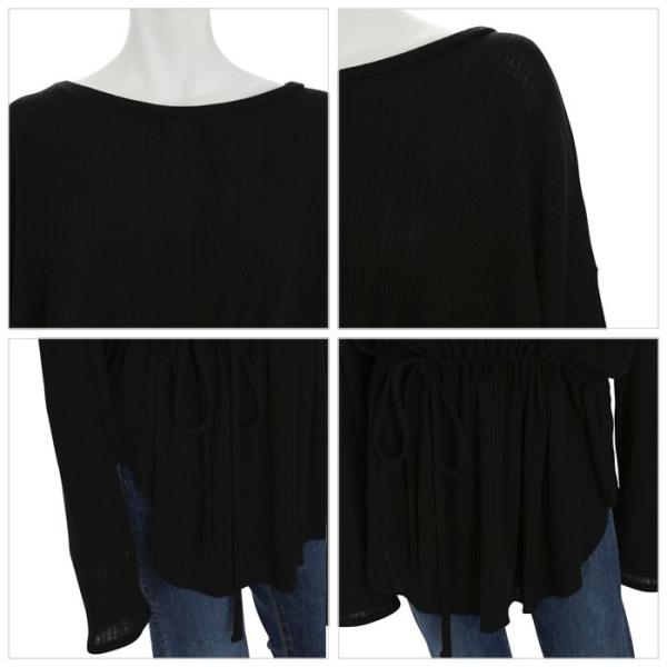 UNGRID アングリッド ウエストギャザーテレコデザインロングスリーブTee 111852755201