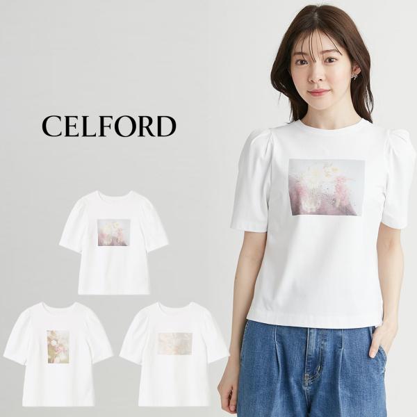 CELFORD（セルフォード）フラワーモチーフTシャツ　ホワイト 楽天市場】フラワーモチーフTシャツ CELFORD セルフォード トップス