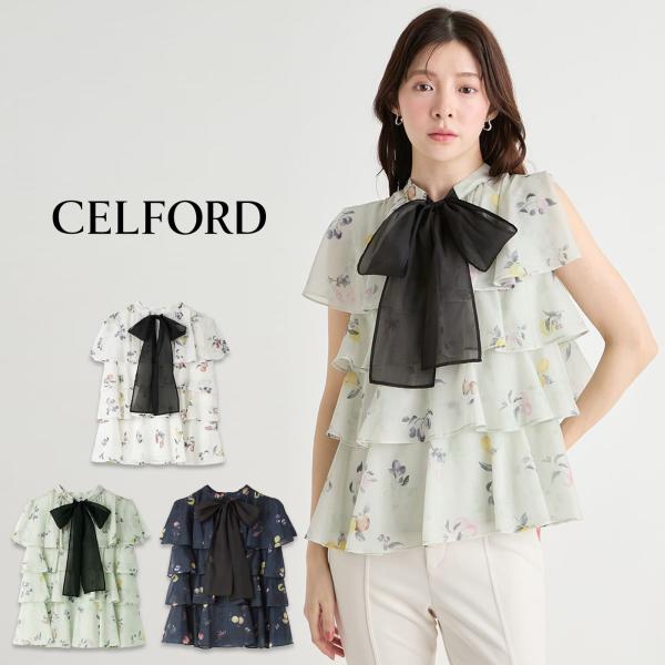 CELFORD（セルフォード） 洗える フルーツプリントティアードブラウス