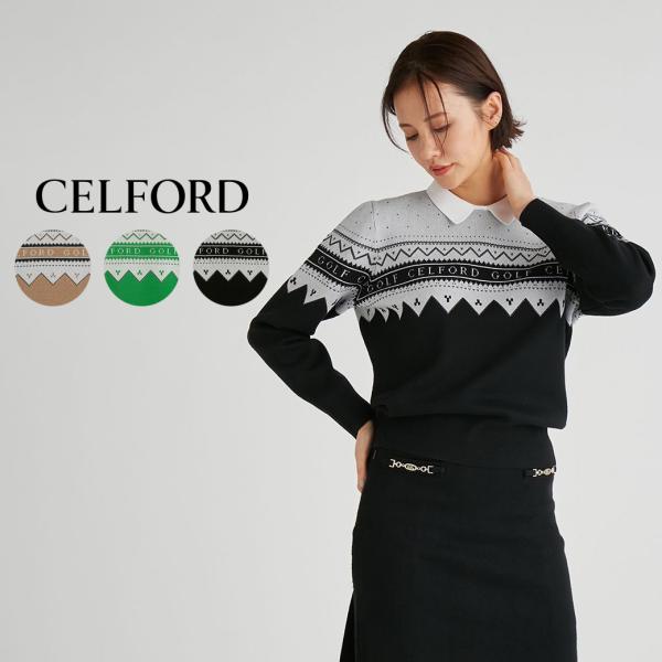 CELFORD SALE40%OFF GOLF セルフォード ロゴジャガードニット