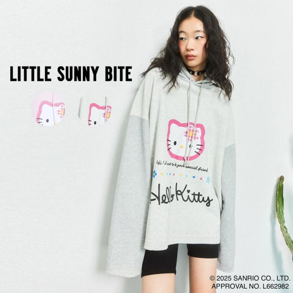 little sunny bite リトルサニーバイト hello kitty x little sunny bite hoodie ハローキティ×リトルサニーバイト コラボパーカー lsb-lhd-042c スウェット 2025秋 SALE30%OFF リトルサニーバイト hello kitty x little sunny bite